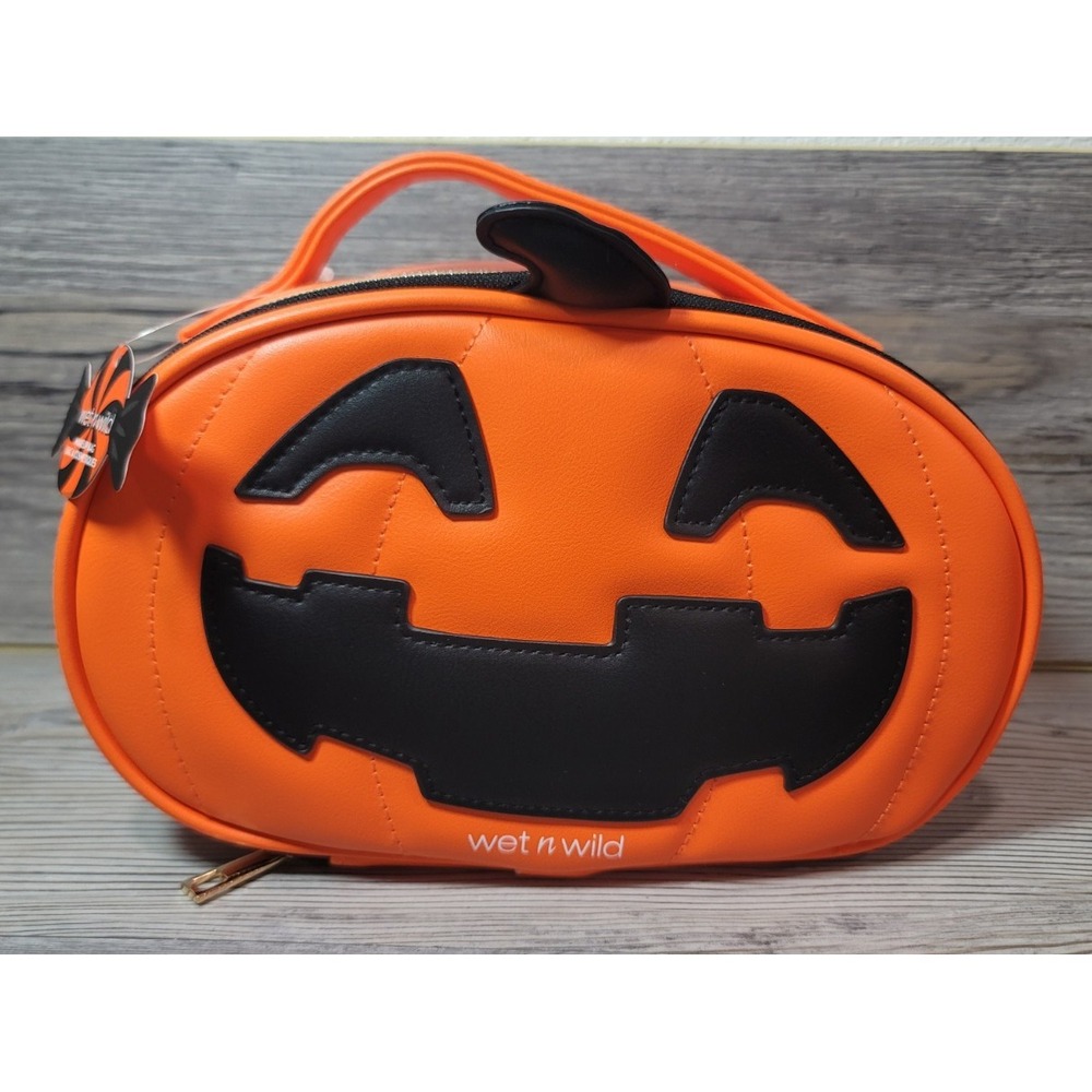 Wet and Wild Pumking Makeup bag limited Edition Orange Candy fabric liner. NEW